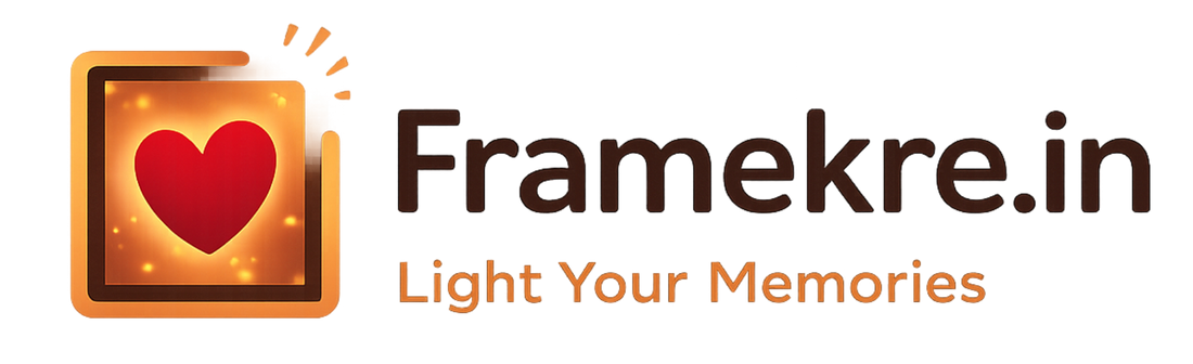 Logo of Framekre.in with a heart icon on a white background
